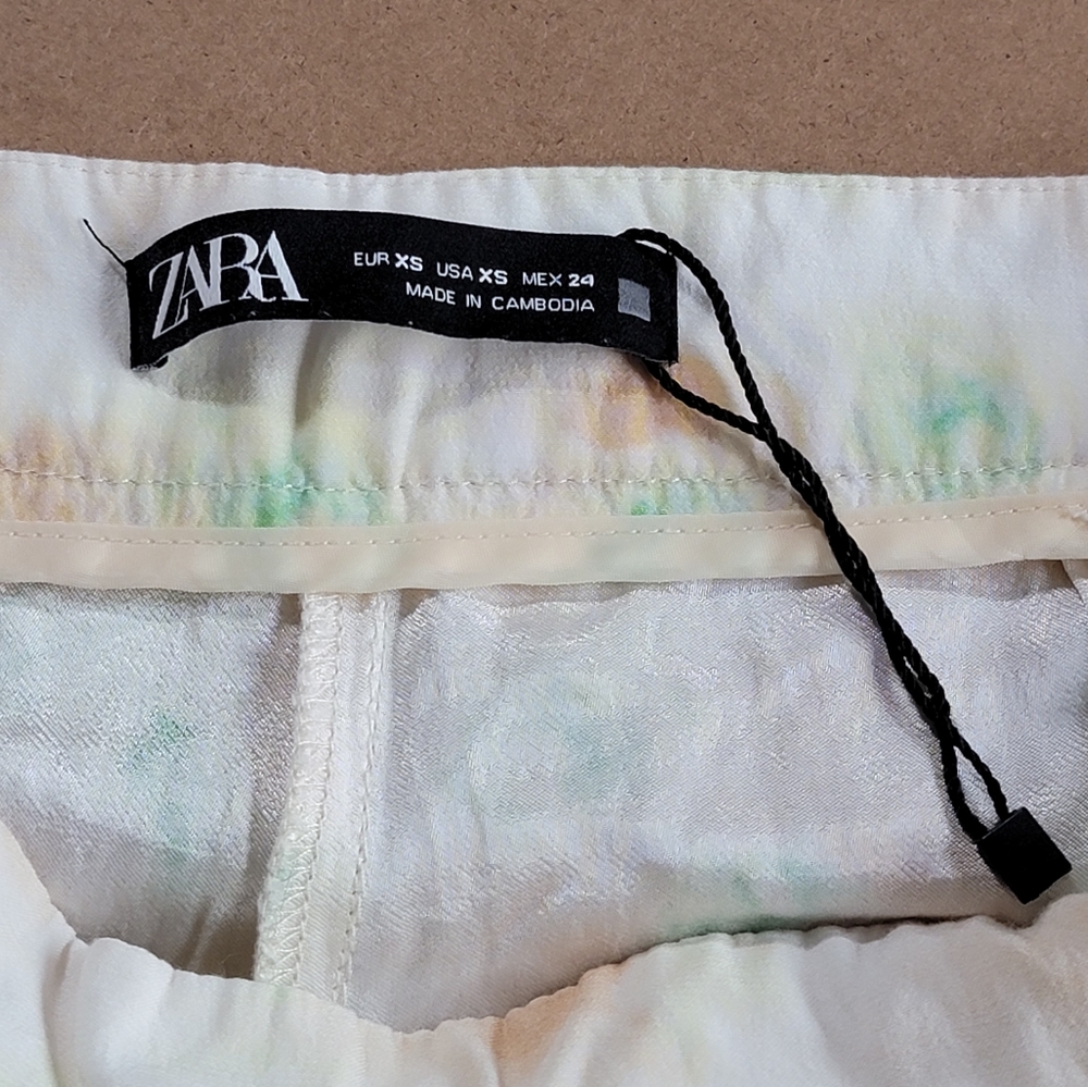 Zara cream & Pastel Tie Dye print Wide leg Pants Size- XS - Picture 4 of 10